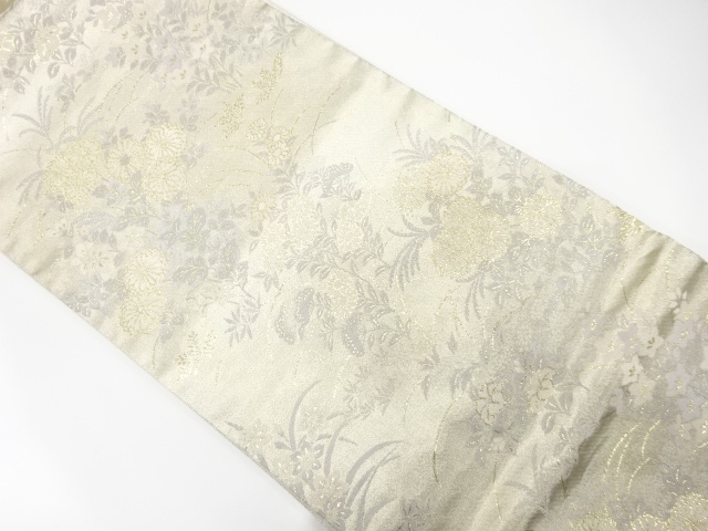 JAPANESE FUKURO OBI / WOVEN AUTUMN FLOWERS